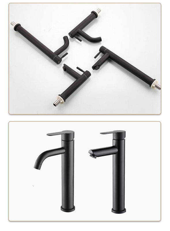 Solos grifos elegantes fríos de acero inoxidables del cuarto de baño del lavabo TA de la agua del buque monomando SUS304 en el Sn Matte Black