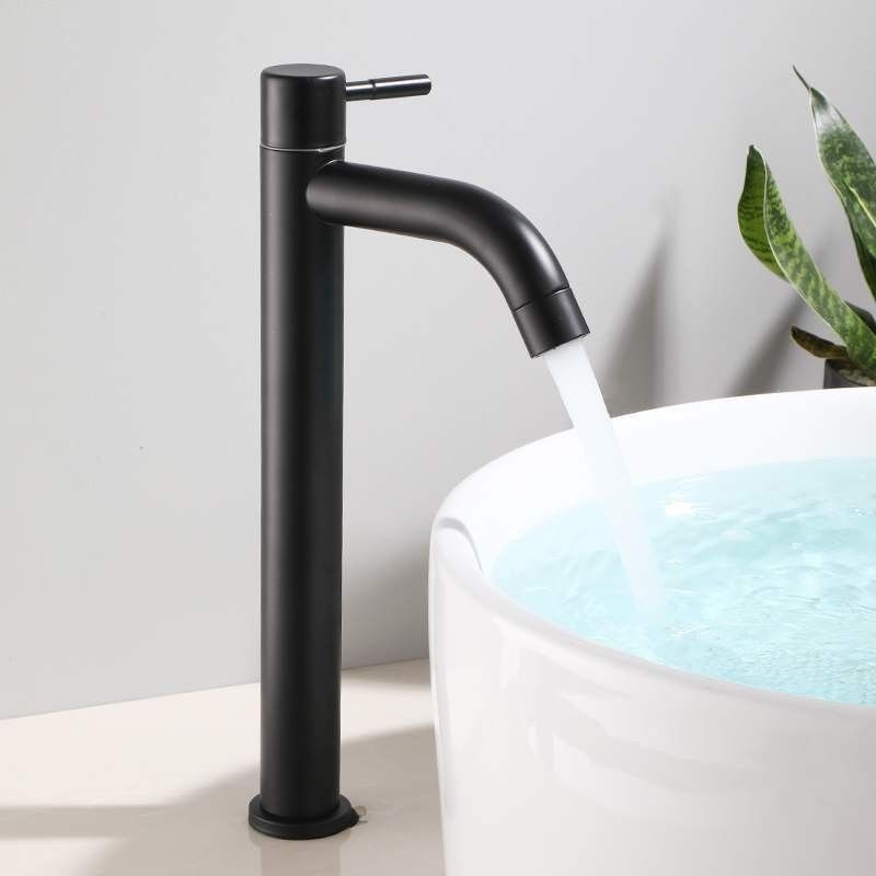 Solos grifos elegantes fríos de acero inoxidables del cuarto de baño del lavabo TA de la agua del buque monomando SUS304 en el Sn Matte Black