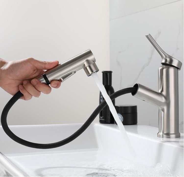 Solo mezclador de acero inoxidable del lavabo de la manija del solo agujero extraible SUS304 en el SN de Matte Black
