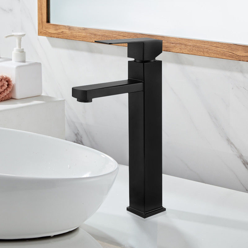 Mezclador de acero inoxidable del lavabo de la manija del solo agujero del buque SUS304 solo en Chrome Matte Black Gold Sn