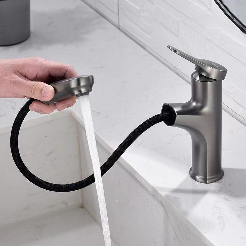 Solo mezclador del lavabo de la manija del solo agujero extraible moderno de cobre amarillo 360°Swivel en Chrome Matte Black Grey