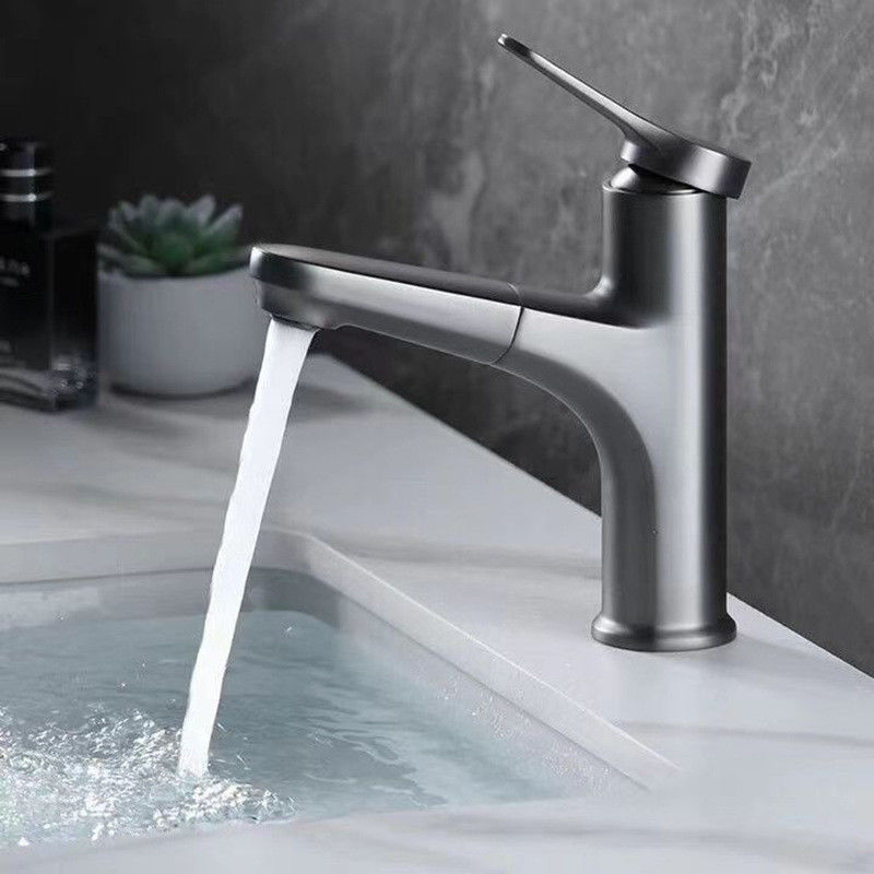 Solo mezclador del lavabo de la manija del solo agujero extraible moderno de cobre amarillo 360°Swivel en Chrome Matte Black Grey