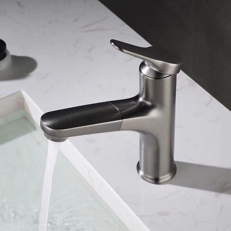 Solo mezclador del lavabo de la manija del solo agujero extraible moderno de cobre amarillo 360°Swivel en Chrome Matte Black Grey