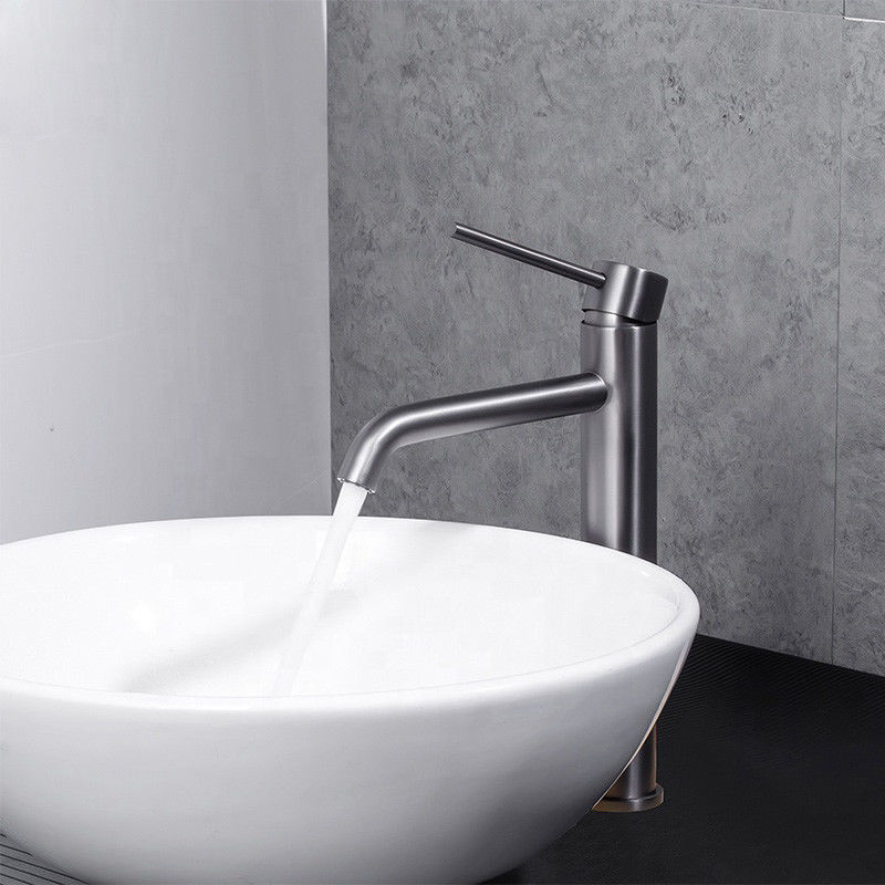 Mezclador de acero inoxidable del lavabo de la manija del solo agujero del buque SUS304 solo en Grey Matte Black Gold Sn