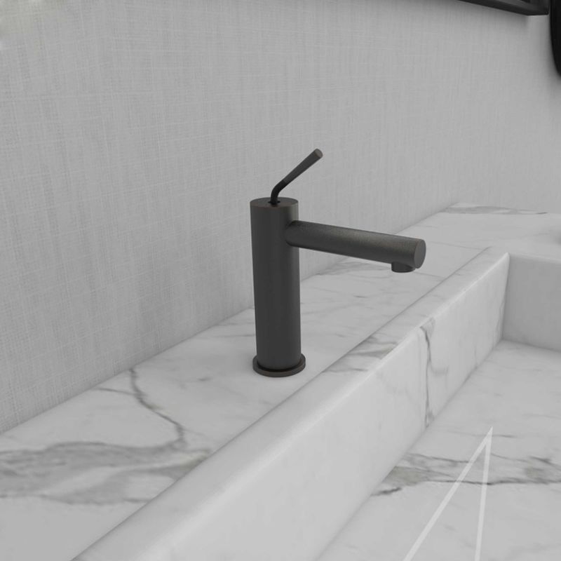 Solo mezclador del lavabo del buque del SN de Matte Black de la manija de los grifos minimalistas del cuarto de baño SUS304