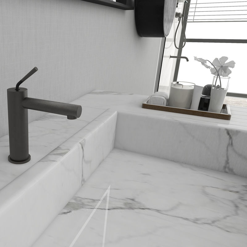 Solo mezclador del lavabo del buque del SN de Matte Black de la manija de los grifos minimalistas del cuarto de baño SUS304
