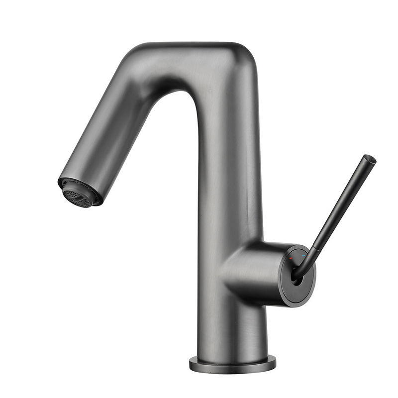 Solo mezclador del lavabo de la manija del solo agujero moderno de cobre amarillo en Chrome Matte Black Gold Grey