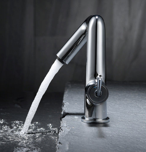 Solo mezclador del lavabo de la manija del solo agujero moderno de cobre amarillo en Chrome Matte Black Gold Grey