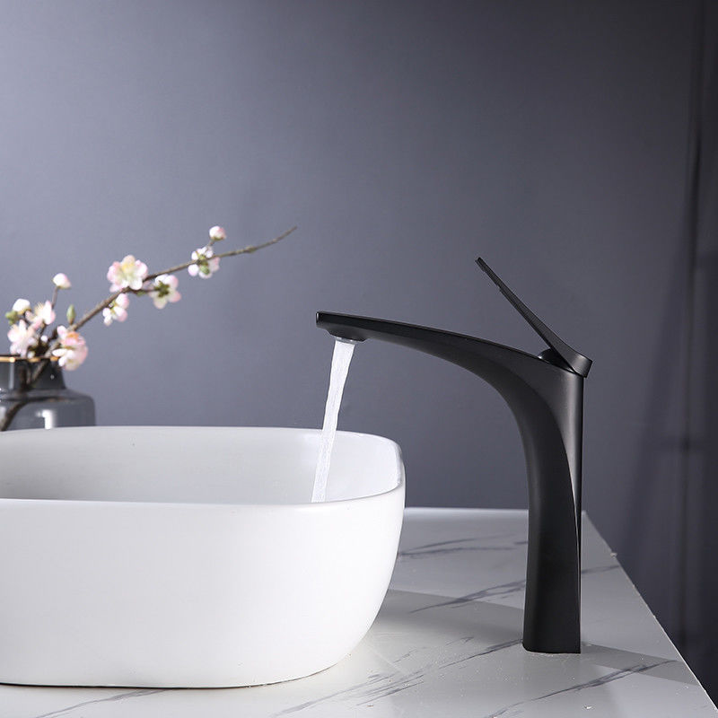Solo golpecito de mezclador del lavabo de la manija agujero moderno de cobre amarillo del buque del solo en Chrome Matte Black Gold Grey