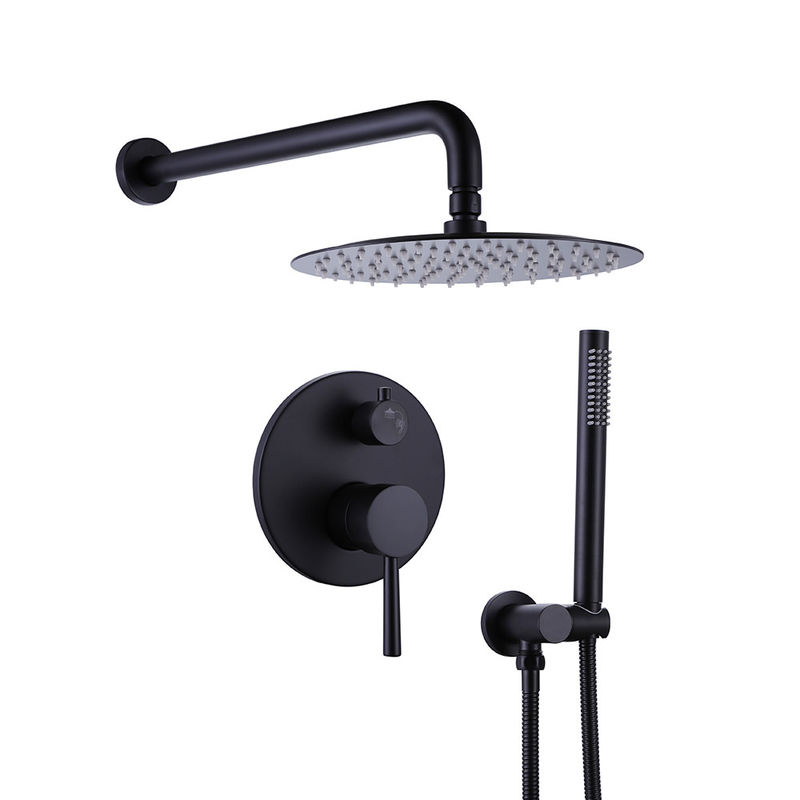 Matte Black Rain Shower Faucets con la ducha de la mano combinada con el espray redondo de la manija 1 de la cabezal de ducha 2