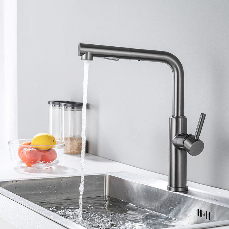 La maneta palanca tira hacia abajo el grifo del fregadero en Matte Black Chrome Sn White Grey Finish