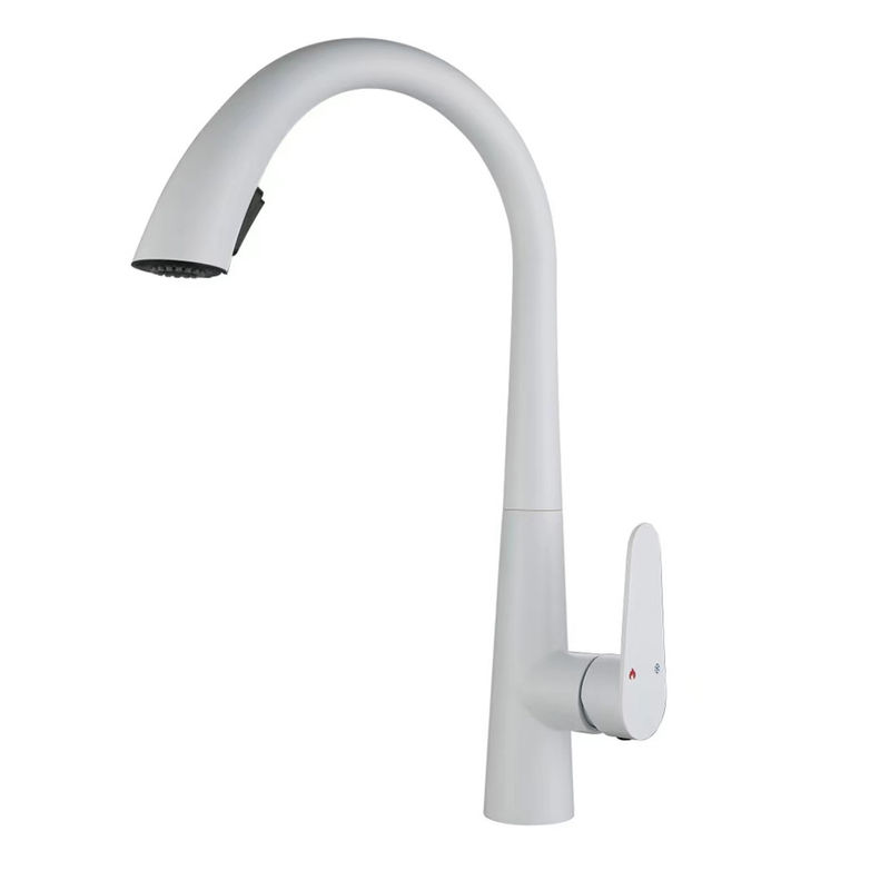 Precio de fábrica Mejor calidad 3 Funciones Blanco Alta Arco Cocina Mixer Grifón Grifón Con Pulverizador